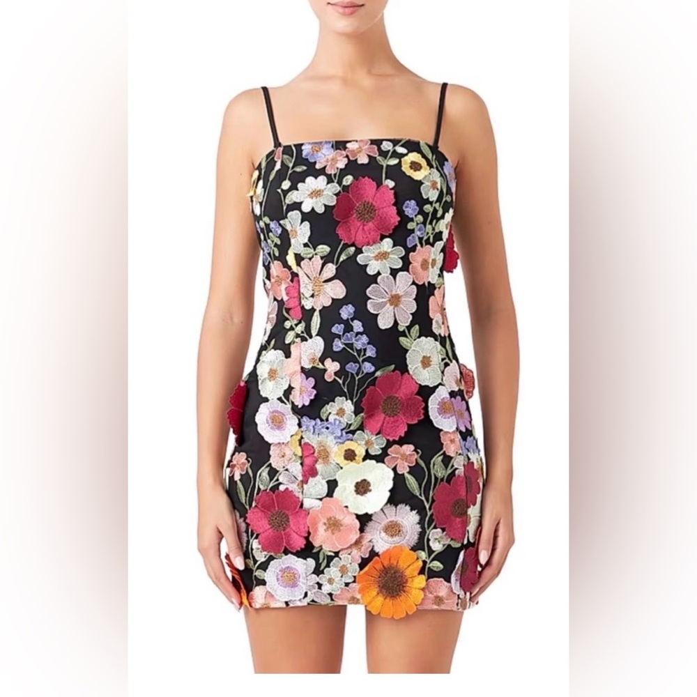 Endless Rose Black Floral Embroidered Top